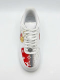 San tos Custom Red Monogram Sneakers